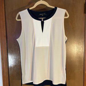 Jones New York Stretch Sleeveless Blouse Black, Cream, White - Sz Petite L